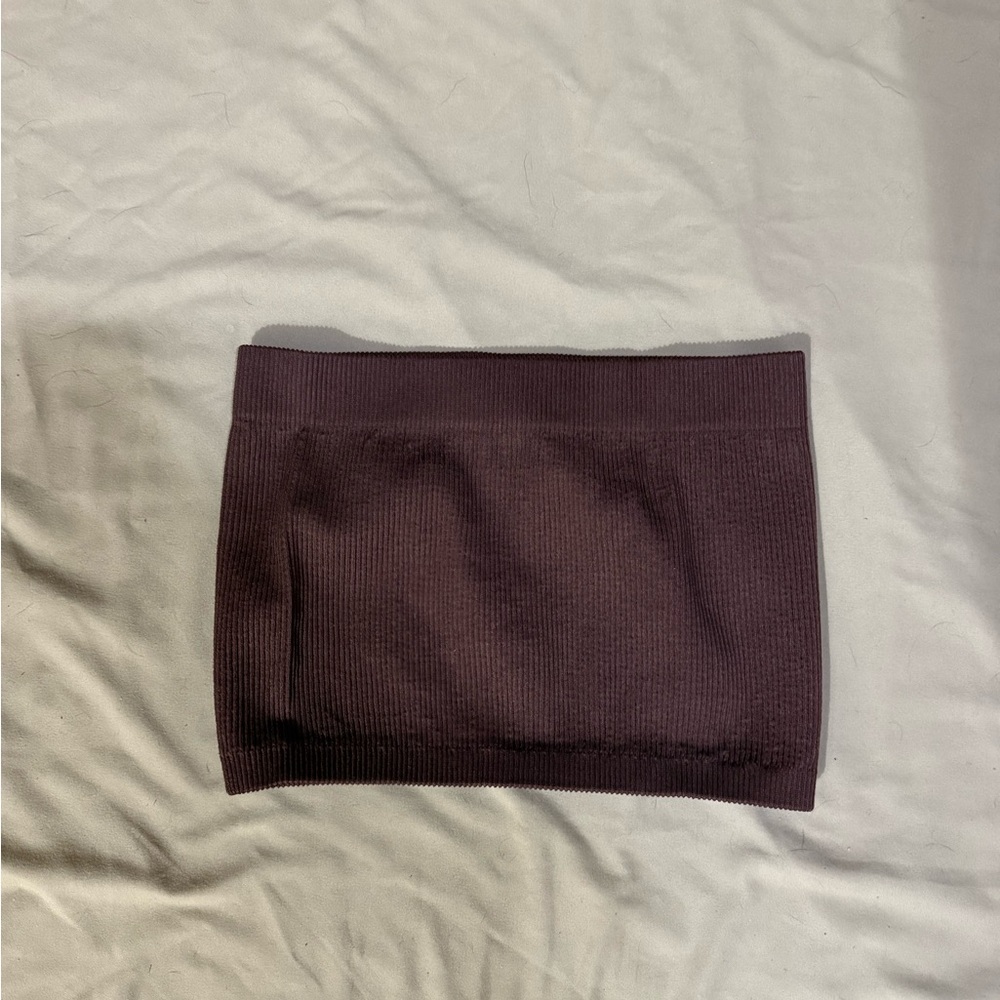 Ribbed Knit Tube Top in Brown